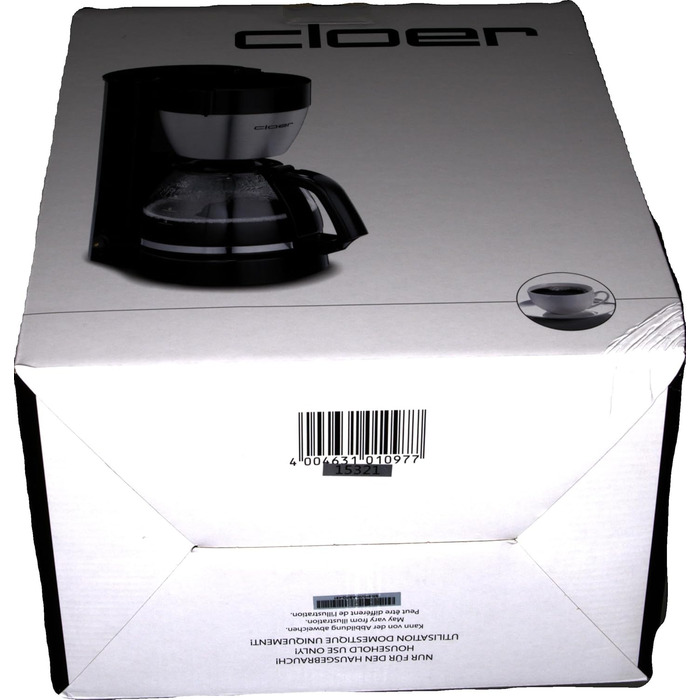 Кавоварка фільтраційна Cloer 5019 з функцією підігріву, 800 Вт, на 10 чашок, чорна, скляний глечик, фільтр 1x4