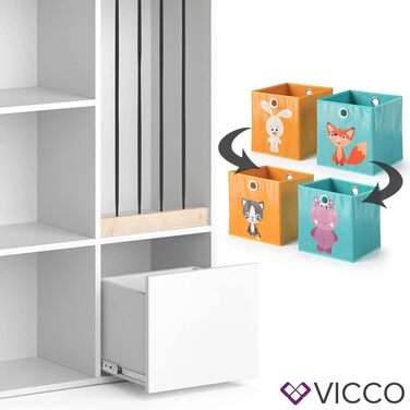 Дитяча полиця Vicco Luigi біла 72x107.8 см з 2 коробами, опція 1 107x114 см з 6 коробами