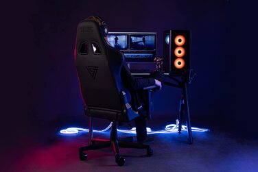Ігрове крісло SENSE7 Spellcaster, ергономічний офісний стілець із регульованим поперековим упором, нахилом та гойданням, тканинний, до 150 кг, чорний-сірий