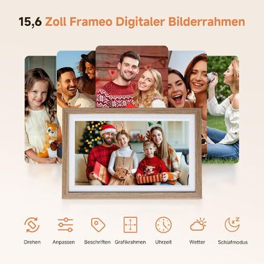 Ролеї Smart Frame WiFi 1010: Цифровий фоторушій з Wi-Fi, 10.1 дюйма, IPS сенсорний екран, 32GB, дерево (дуб)