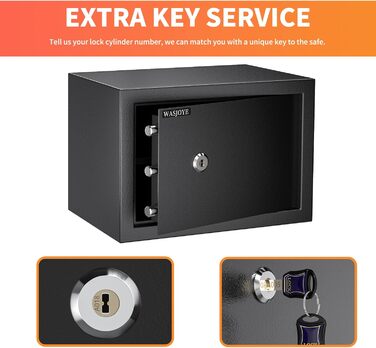 Сейф Safe Tresor з ключем WASJOYE для дому/офісу, великий настінний сейф з 2 ключами для грошей, прикрас, ліків та документів (45*35*31см, 19л)