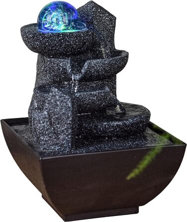 Настільний фонтан Zen Light SCFR22-C3 із закритим контуром, LED-підсвітка, 18 см