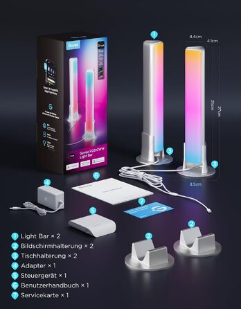 Світлодіодні LED-панелі Govee RGBICWW для підсвічування телевізора, геймінгу та створення атмосфери (Сріблястий)