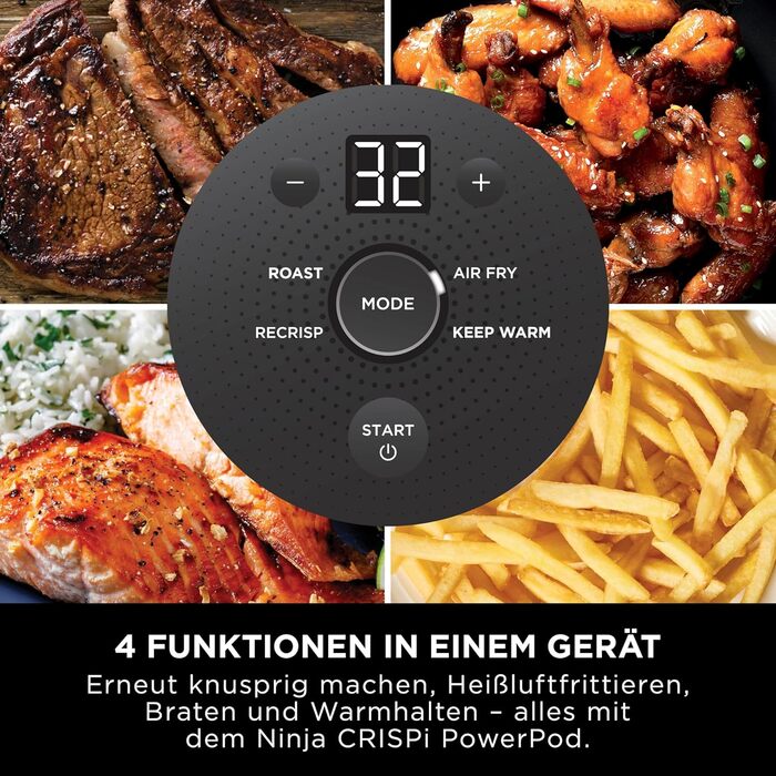 Ninja CRISPi Airfryer – фритюрниця-конвекційна піч, 3.8 л, 4-в-1, 1700 Вт, Stone Gold FN101EUSTGD