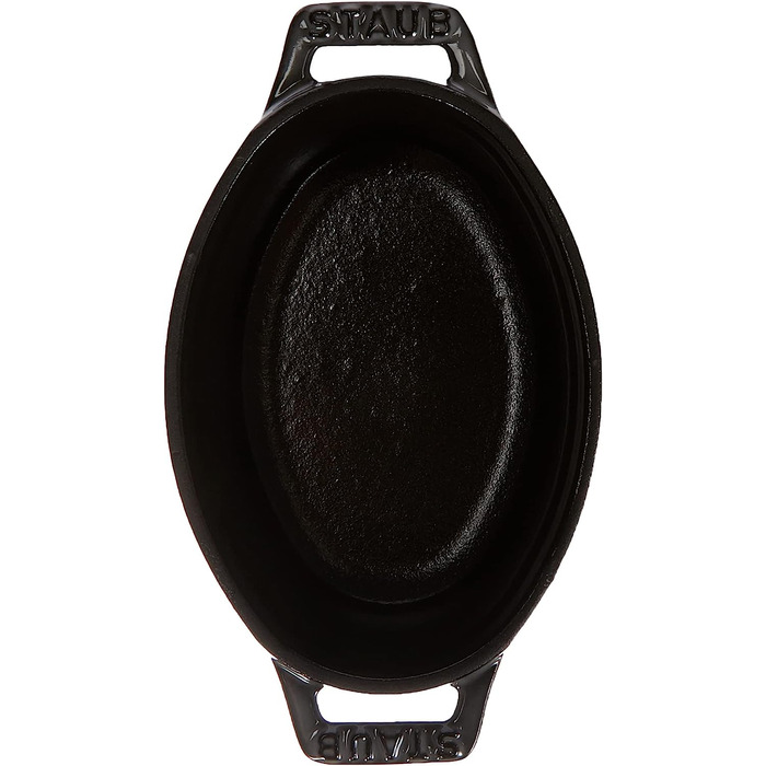 STAUB Міні-кокот овальний з кришкою, 11 см, 0,25 л, для індукції, матова чорна емаль всередині, графітово-сірий