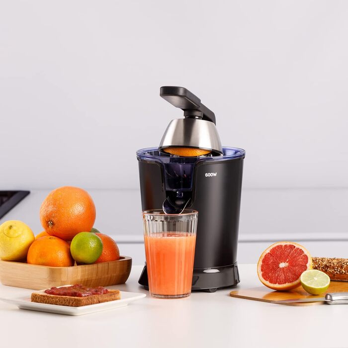 Citrus Press Taurus Easy Press 1000 Legend 1000W Електрична соковижималка для цитрусових з нержавіючої сталі, 650 мл, без BPA, чорна