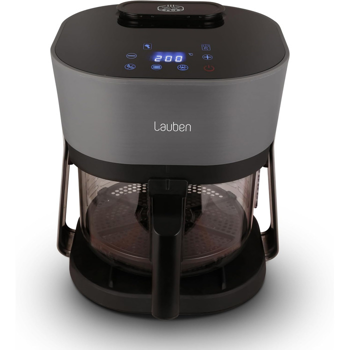 Аерофритюрниця Lauben Glass&Steam 4500BG зі скляним кошиком та функцією пари, 8 програм, 4.5л