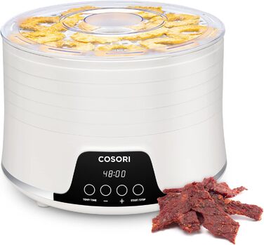 Сушарка для продуктів COSORI, 5 лотків, регульована висота і температура 35-75°C, BPA-free, 350 Вт, біла