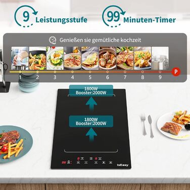 Індукційна варильна поверхня з гнучкими зонами IsEasy Domino 3400Вт, функція Boost