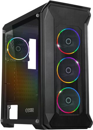 Ігровий корпус для ПК EMPIRE GAMING Darkwitcher, ARGB, середній ATX, металева сітка, скляна бокова панель, 4 вентилятори 120 мм, адресне підсвічування RGB, 5V PWM