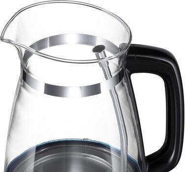 Скляний електрочайник Russell Hobbs 26080-70 Classic Design, 1.7 л, 2400 Вт, з LED-підсвіткою та сталевою основою, чорний/прозорий