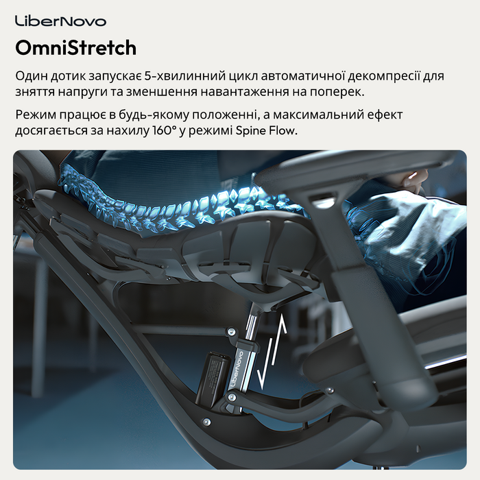 Крісло офісне ергономічне LiberNovo Omni Gen Graphite 48 см