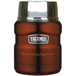 Термос-контейнер для їжі Thermos King 0,45 л з ложкою, коричневий, з іменною гравіюванням