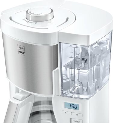 Кавоварка Melitta Look Timer з таймером, крапельна, 10 чашок, біла, скляна колба