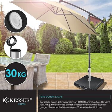 Підставка для парасольки KESSER Granit 30 кг, сталь, для саду/балкону, антрацит, квадратна, Ø16-48 мм