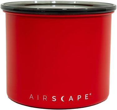 Контейнер для кави Airscape Planetary Design з нержавіючої сталі | Контейнер для продуктів | Повітряний герметичний клапан | Збереження свіжості продуктів | Матовий червоний, Small