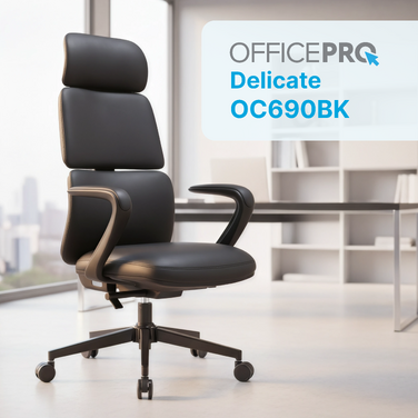 Крісло офісне OfficePro Delicate OC690BK Black PVC