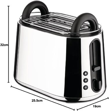 Тостер Alessi Plissé MDL08 W - Дизайнерський тостер з 6 рівнями підсмажування, термостійкий пластик, європейська вилка 850 Вт, чорний