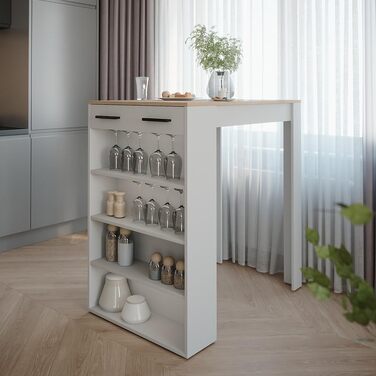 Барний комплект Vicco Repose Goldkraft Дуб/Антрацит 67x100 см з 2 барними стільцями, регульована стільниця - білий/Сонома