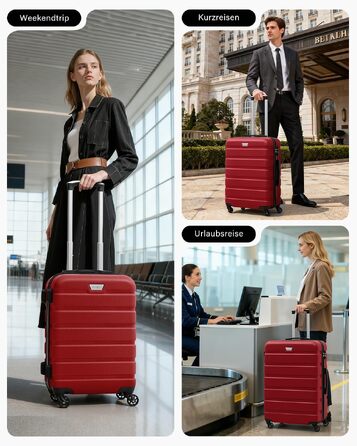 Набір валіз COOLIFE 2 шт. (L + XL) Spinell Red, PC+ABS, полікарбонат, на колесах, з TSA замком, чорний