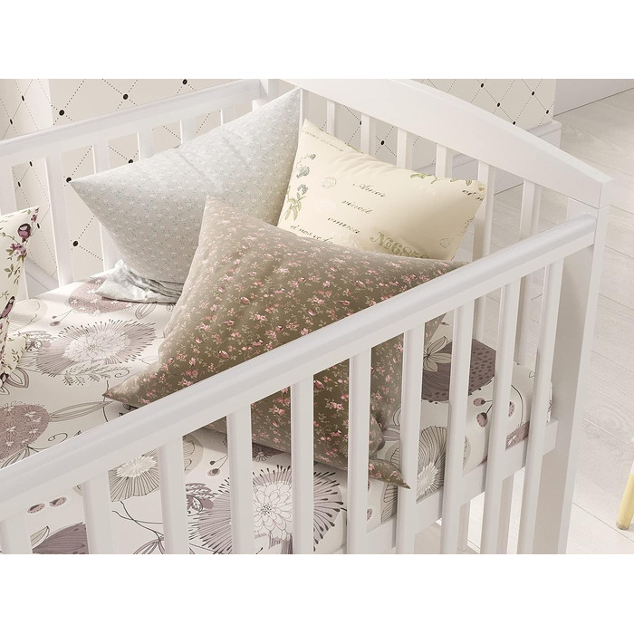 Дитяче ліжечко Love For Sleep 120x60 см з шухлядою, матрацом, дерев'яним бортиком та захисним чохлом, біле