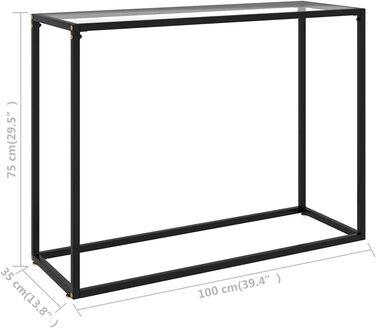 Консольний стіл vidaXL із загартованого скла, прозорий, 100x35x75 см, для коридору, вітальні чи спальні