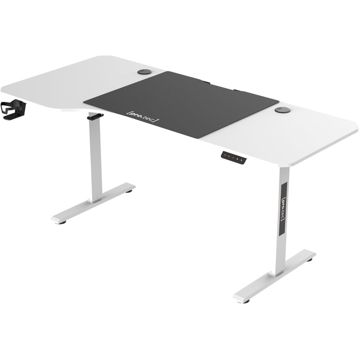 Електричний регульований письмовий стіл pro.tec Stryn 160x75 см, L-подібний, з пам’яттю, білий, висота 72-117 см