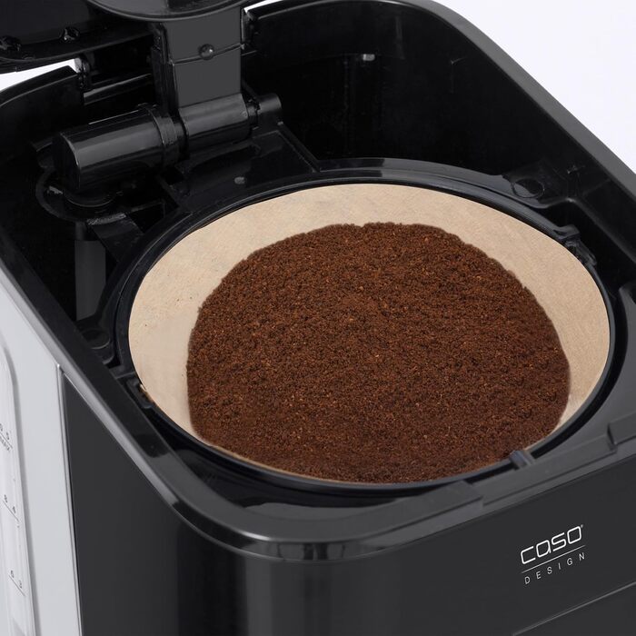 Кавоварка Caso Coffee Taste and Style, термос, 1,2 л, постійний фільтр, оптимальна температура заварювання 92-96°C, крапельний стоп, оптимізована голівка для заварювання, ізотермічний глечик, нержавіюча сталь, чорна, 10 чашок