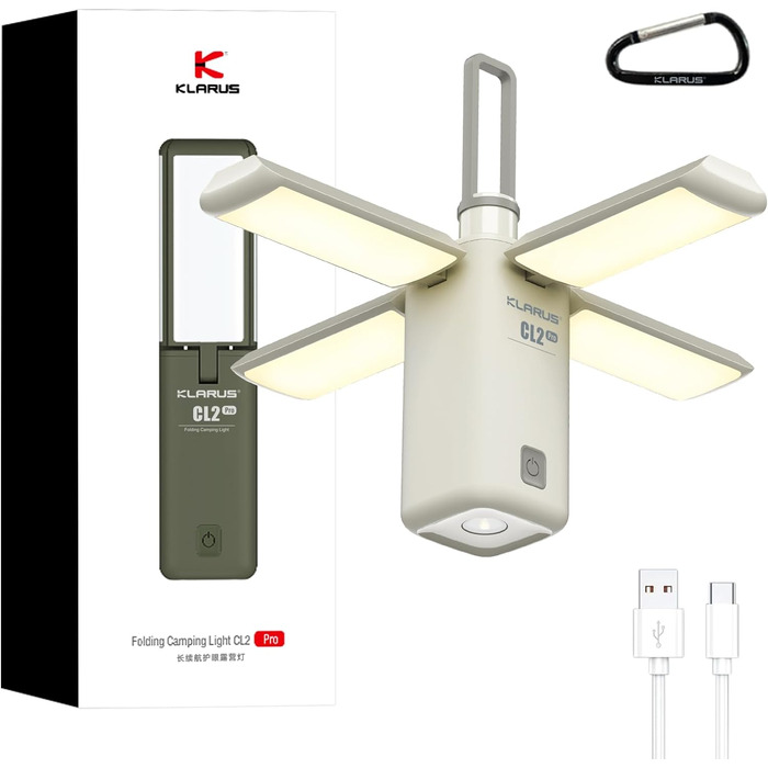 Кемпінговий ліхтар KLARUS CL2 Pro 14000 мА·год, LED-лампа 750 люмен, 8 режимів, акумуляторний, для кемпінгу та подарунку