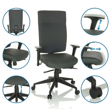 Офісне крісло / поворотне крісло PRO-TEC 300 тканина антрацит hjh OFFICE