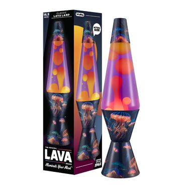 Класична лавова лампа Lava The Original Lamp Warped Rainbow (36.8 см) — жовтий віск та синя рідина, декоративний світильник Liquid Motion