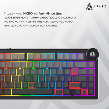 Бездротова механічна клавіатура Ajazz AK820 V2 White Peach Switch (AK820-V2-WP-S-W)