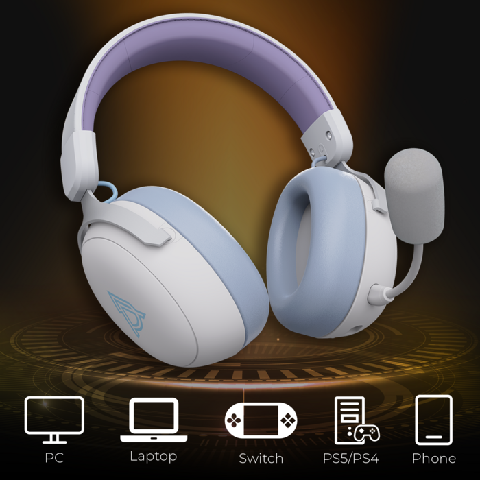 Бездротова ігрова гарнітура Ajazz AHM08 MAX Purple White Blue (AHM08-MAX-PWB)