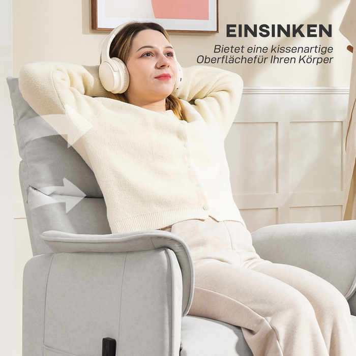 Електричний телевізор HOMCOM Recliner Реклайнер з функцією пам'яті, тихіший шум, функція відкидання Відкидне крісло з імітацією домашнього улюбленця Velvet, крем з дистанційним керуванням