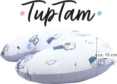 Подушка для годування TupTam Baby Stillkissen Кляйн, бавовняний чохол, колір: будівельна техніка (екскаватор, синій/сірий)