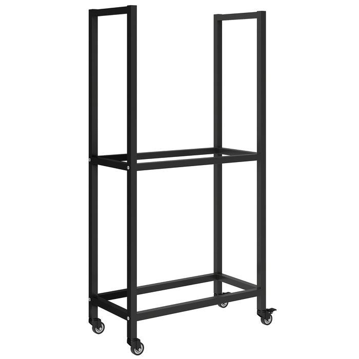 Стильна полиця для дров Outsunny з металу, 60 x 30 x 119 см, 2 яруси, з колесами, чорного кольору