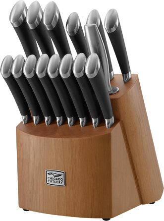 Набір кухонних ножів Chicago Cutlery Fusion (17 предметів) з дерев'яною підставкою, леза з нержавіючої сталі та ергономічні ручки