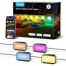 Розумні вуличні стінові світильники Govee Outdoor Wall Lights, RGBWIC, водонепроникні IP65, комплект 12 шт.
