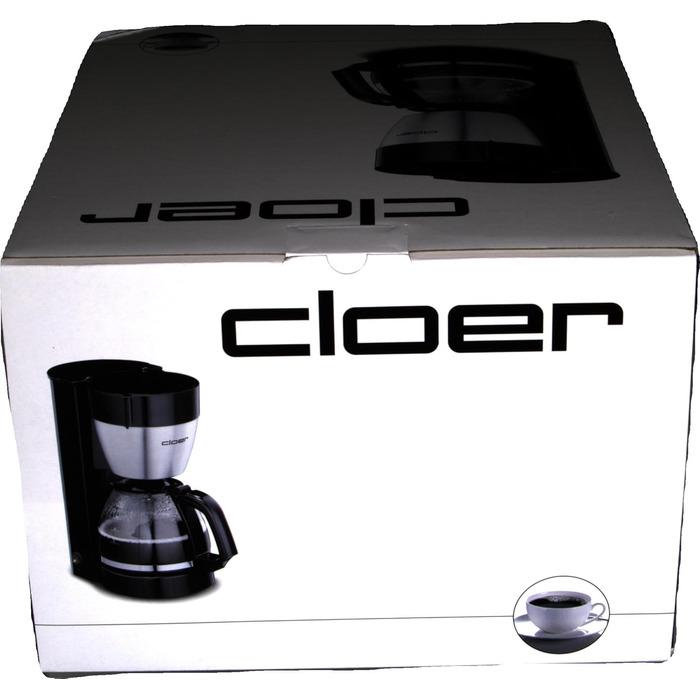Кавоварка фільтраційна Cloer 5019 з функцією підігріву, 800 Вт, на 10 чашок, чорна, скляний глечик, фільтр 1x4