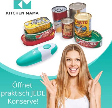 Електричний відкривачка для консервів Kitchen Mama Auto 2.0: автоматичний, бездротовий, з гладкою кромкою, безпечний для продуктів харчування