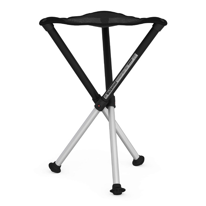 Складаний триногий стілець-табурет Walkstool Comfort з алюмінію, висота сидіння 55 см, до 250 кг, чорно-сірий
