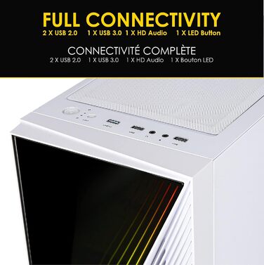 Ігровий корпус для ПК Empire Gaming Crystal, ARGB, середній Tower, ATX/Micro ATX/ITX, 3D-дзеркальний ефект, адресований RGB-вентилятор 120 мм, білий