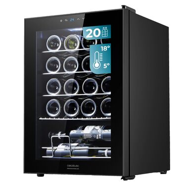 Винний холодильник Cecotec Bolero GrandSommelier 2050 Black на 24 пляшки - компресорний, регульована температура 5-18°C, низький рівень шуму