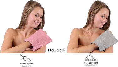 Набір з 10 преміум рушників-рукавиць Betz, 100% бавовна, 16x21 см, кольори: старовинна рожева та сріблясто-сіра
