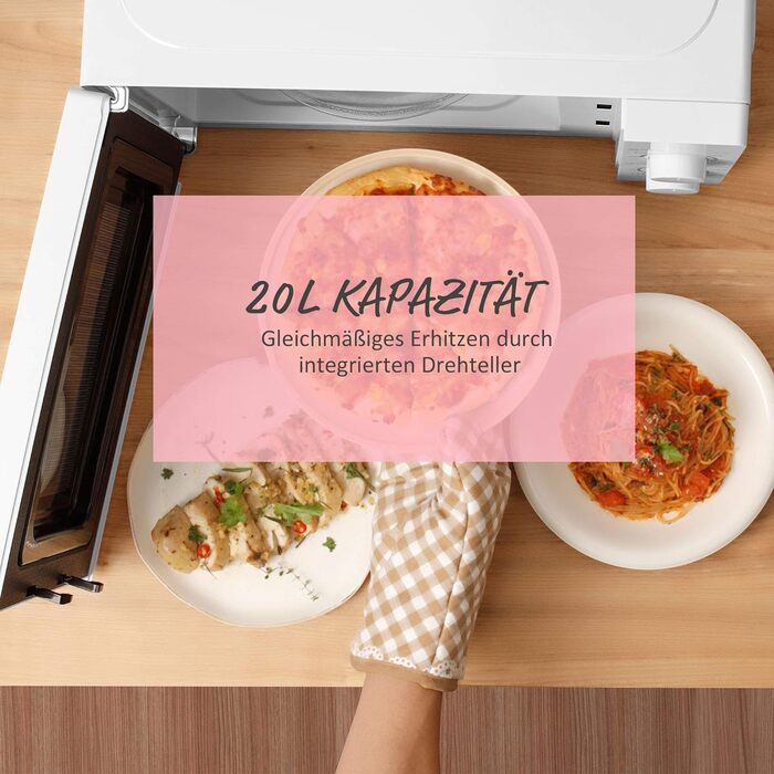 Мікрохвильова піч Comfee CMSN 20 WH, 20 л, 700 Вт, механічне керування, 5 режимів, розморожування, підсвічування, біла