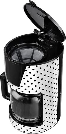 Кавоварка Kalorik TKG CM 1045 WBD N ретро-фільтр, 1,5 л, 900 Вт, скляна колба, на 12-15 чашок, біла з чорними крапками