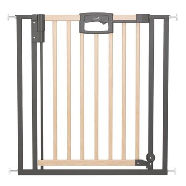 Захисний бар'єр на двері Geuther Easylock Plus для сходів 80,5-88,5 см. Дерев'яно-металевий бар'єр для дітей без свердління, двосторонній, колір: натуральний/антрацит