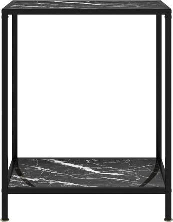 Консольний стіл vidaXL, скляний, чорний і білий, 60x35x75 см, сталева рама, фуршетний стіл для коридору, вітальні, туалетний столик