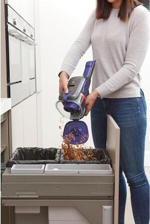 Акумуляторний ручний пилосос BLACK+DECKER 18В 36Вт Dustbuster з технологією smarttech, циклонною системою, висувною щілинною насадкою, щіткою для шерсті тварин, настінною зарядною станцією, титан/срібло/фіолетовий