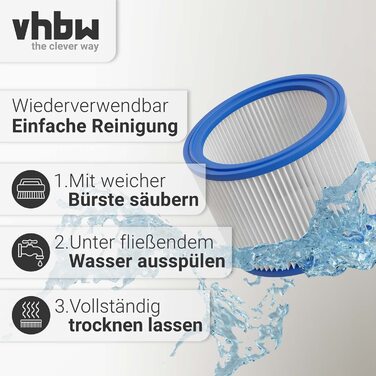 Фільтр гармошковий vhbw для пилососів Nilfisk AERO, ATTIX, MULTI, сумісний із моделями 20, 21, 25, 26, 30, 30-01 PC, 30-11 PC, 30-21 PC, 40, 50, 20, 30 промисловий
